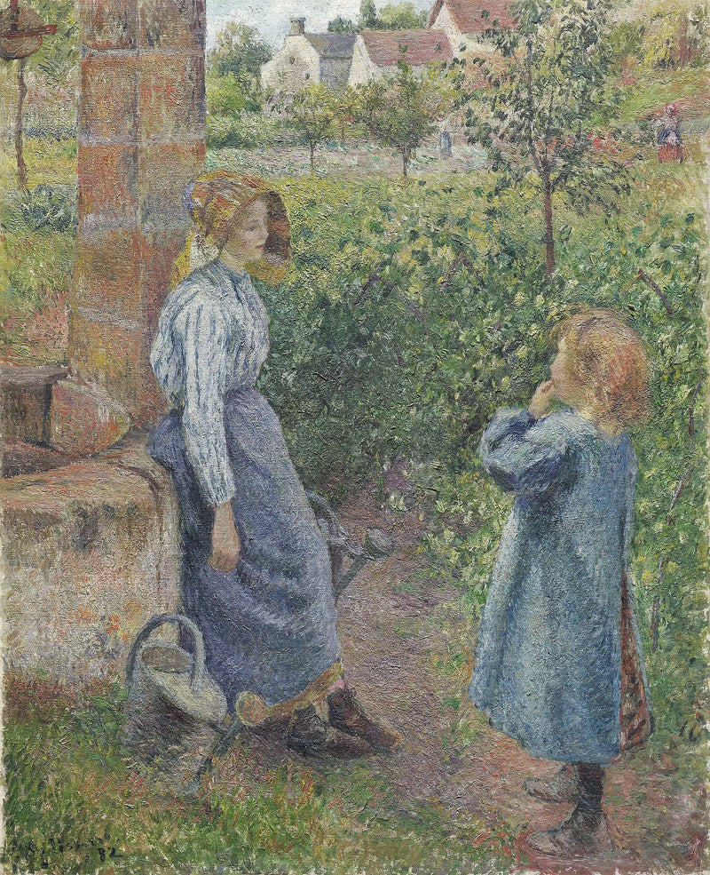 Vrouw en kind bij de put - Camille Pissarro