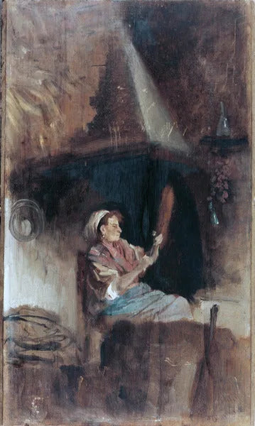 Naast de open haard - Giuseppe De Nittis