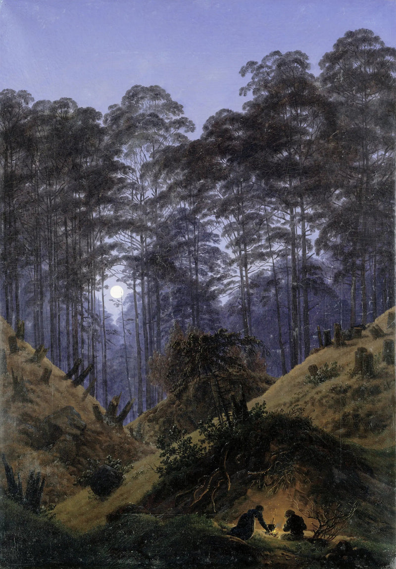 In het bos bij maanlicht - Caspar David Friedrich