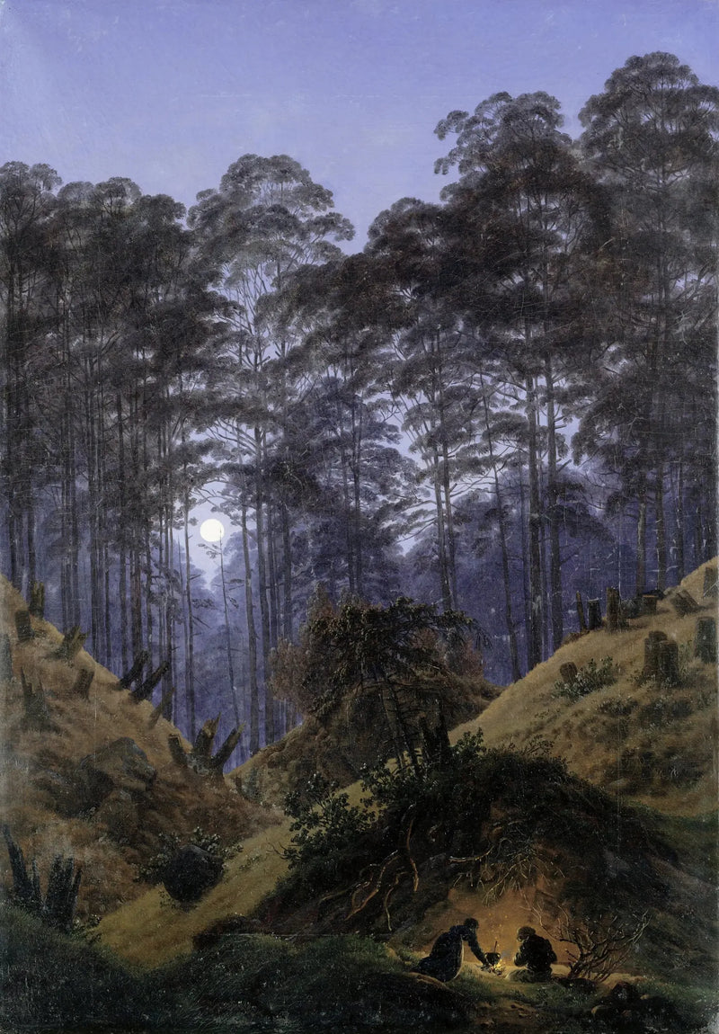 In het bos bij maanlicht - Caspar David Friedrich