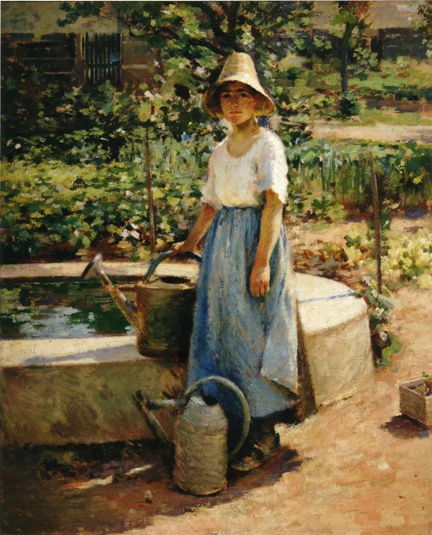 Aan de fontein - Theodore Robinson