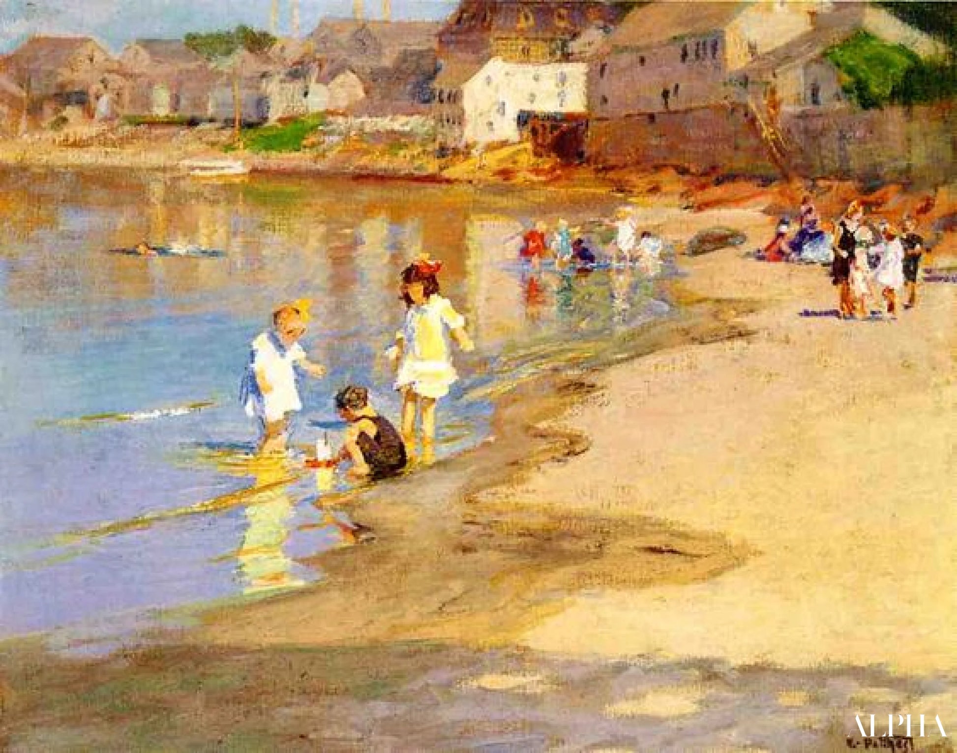 Aan het Strand van Edward Henry Potthast - Reproducties van schilderijen en hoogwaardige schilderijen