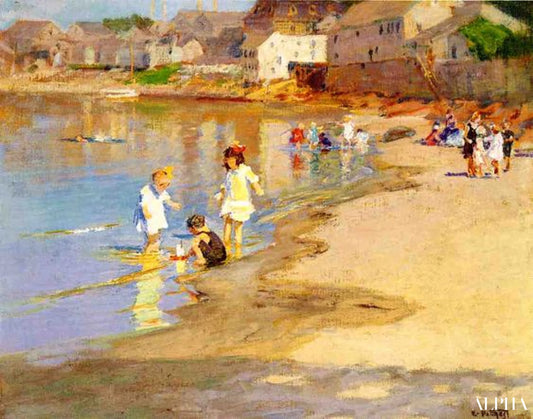 At the Beach of Edward Henry Potthast - Reproductions de tableaux et peintures haut de gamme