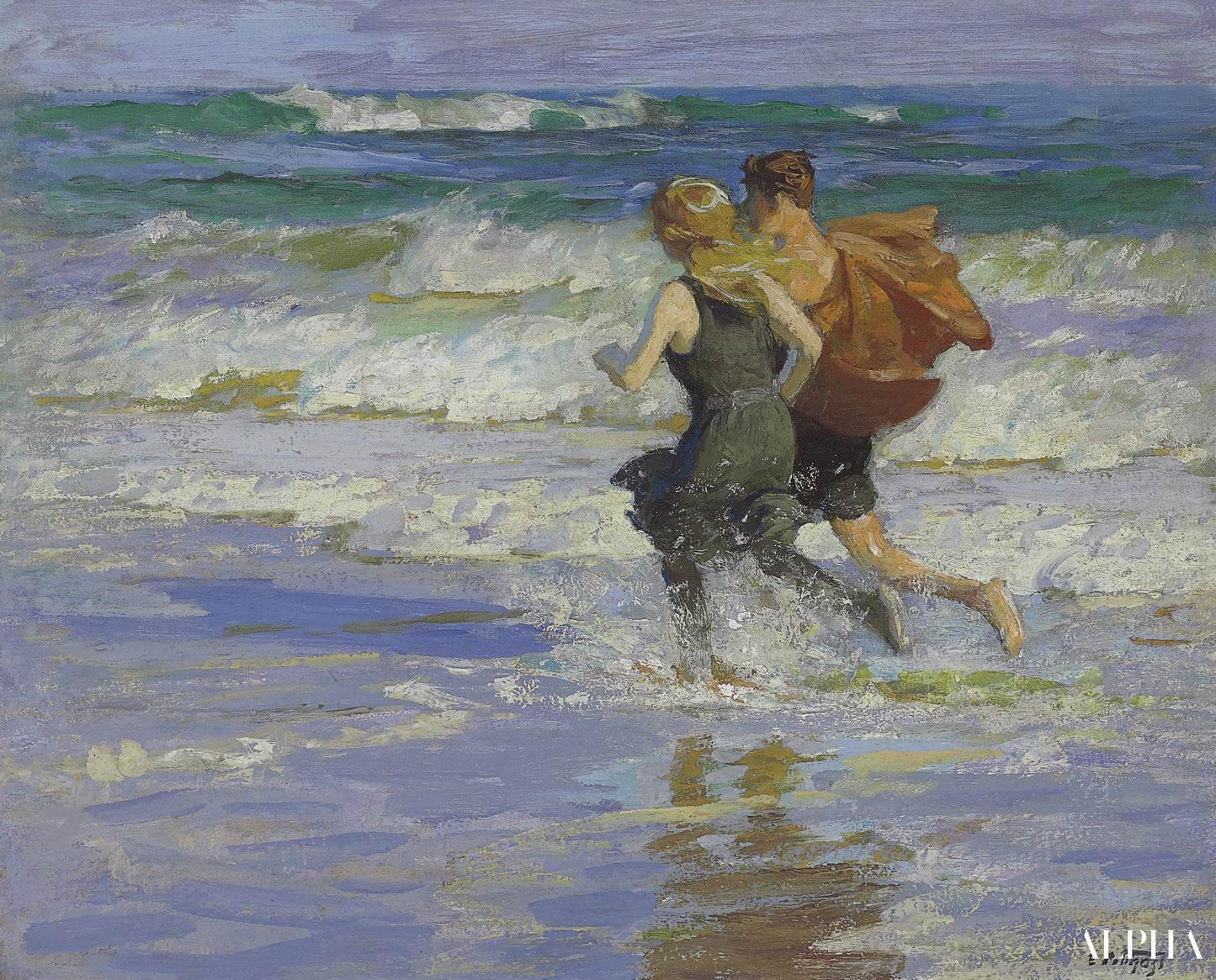 Aan het Strand - Edward Henry Potthast - Reproducties van schilderijen en hoogwaardige schilderijen