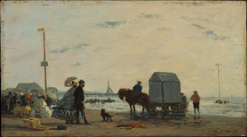 A la plage à Trouville - Eugène Boudin image 1 copie de tableau peinte à la main