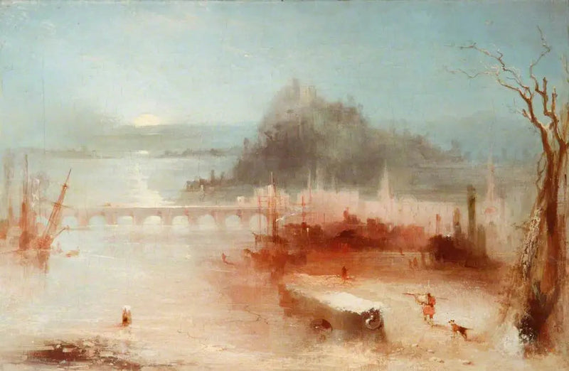 Een Stad aan de Rijn, met een Brug en een Kasteel op een Hoogte – Zonsopgang - J. M. W. Turner
