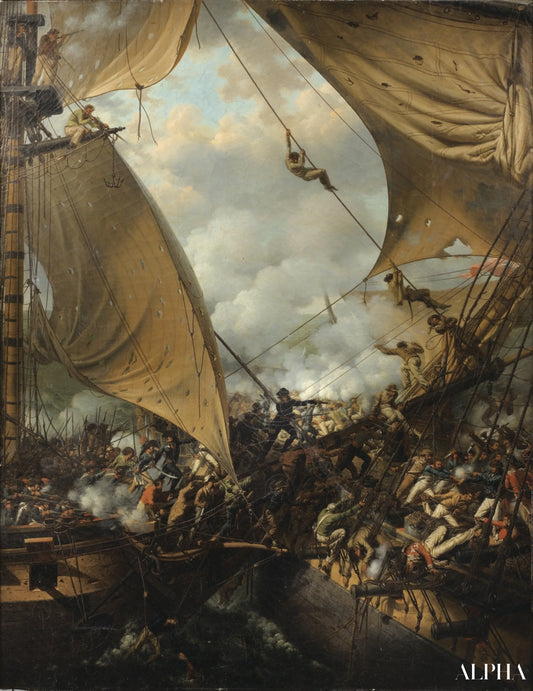 Abordage et capture de la frégate Embuscade par la corvette Bayonnaise en 1798 - Louis Philippe Crepin - Reproductions de tableaux et peintures haut de gamme