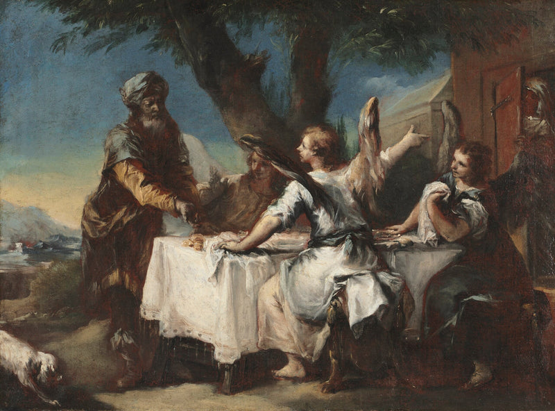 Abraham ontvangt de drie engelen - Francesco Guardi