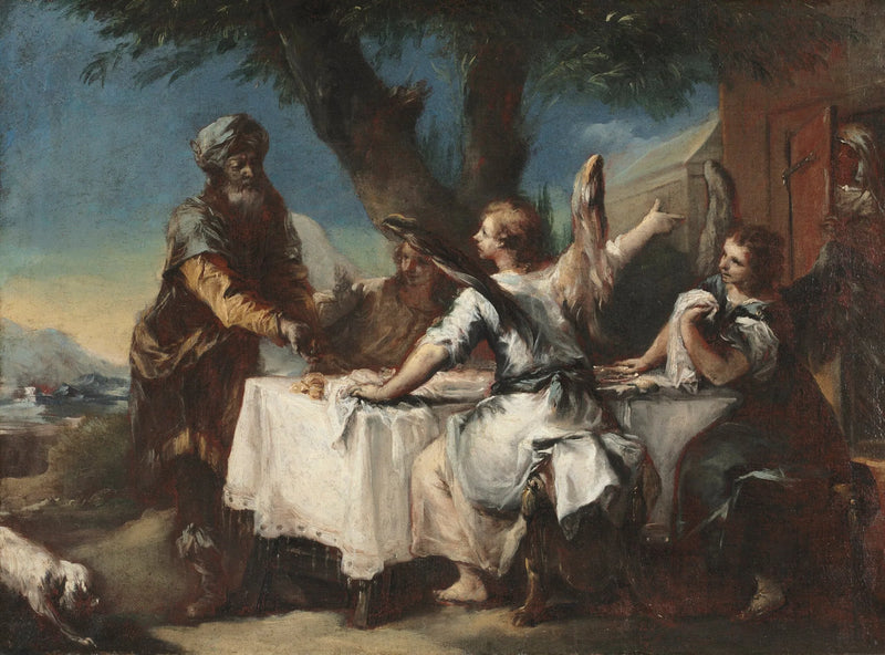 Abraham ontvangt de drie engelen - Francesco Guardi