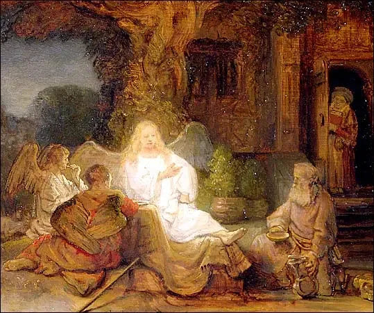 Abraham en de drie engelen - Rembrandt