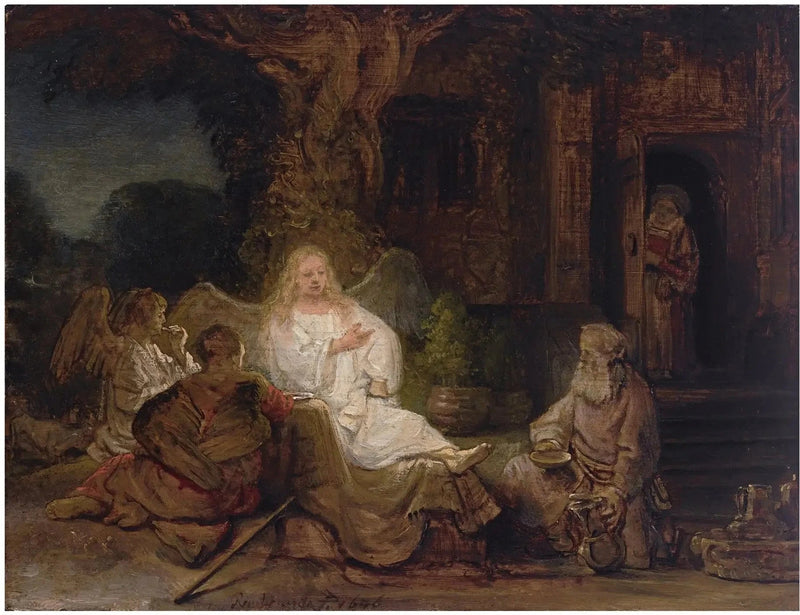 Abraham en de drie engelen - Rembrandt