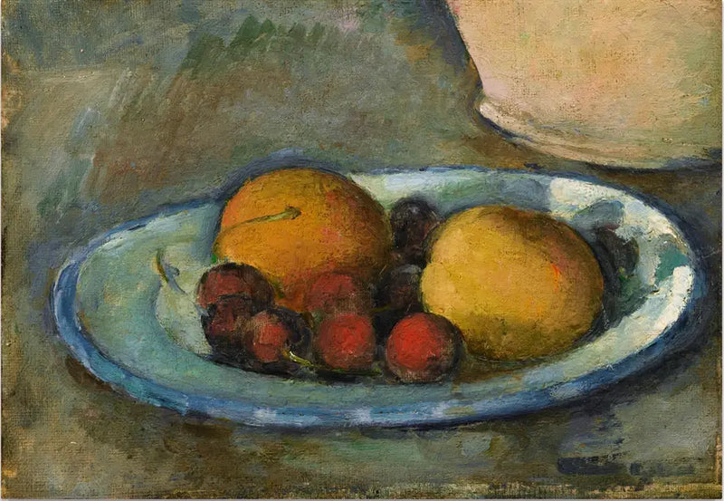 Abrikozen en kersen op een bord - Paul Cézanne