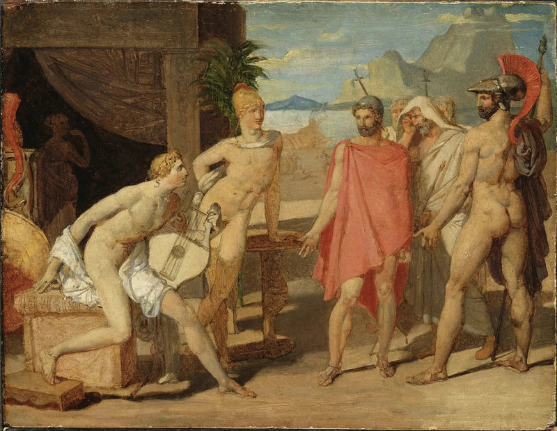 Achille die de ambassadeurs van Agamemnon ontvangt - Jean-Auguste-Dominique Ingres