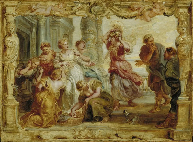 Achille erkend onder de meisjes van Lycomedes - Peter Paul Rubens