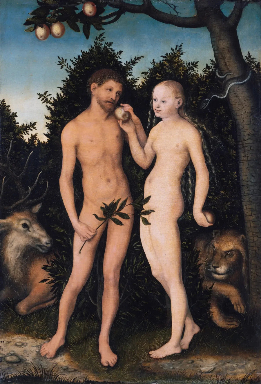 Adam en Eva in het Paradijs - Lucas Cranach de Oudere