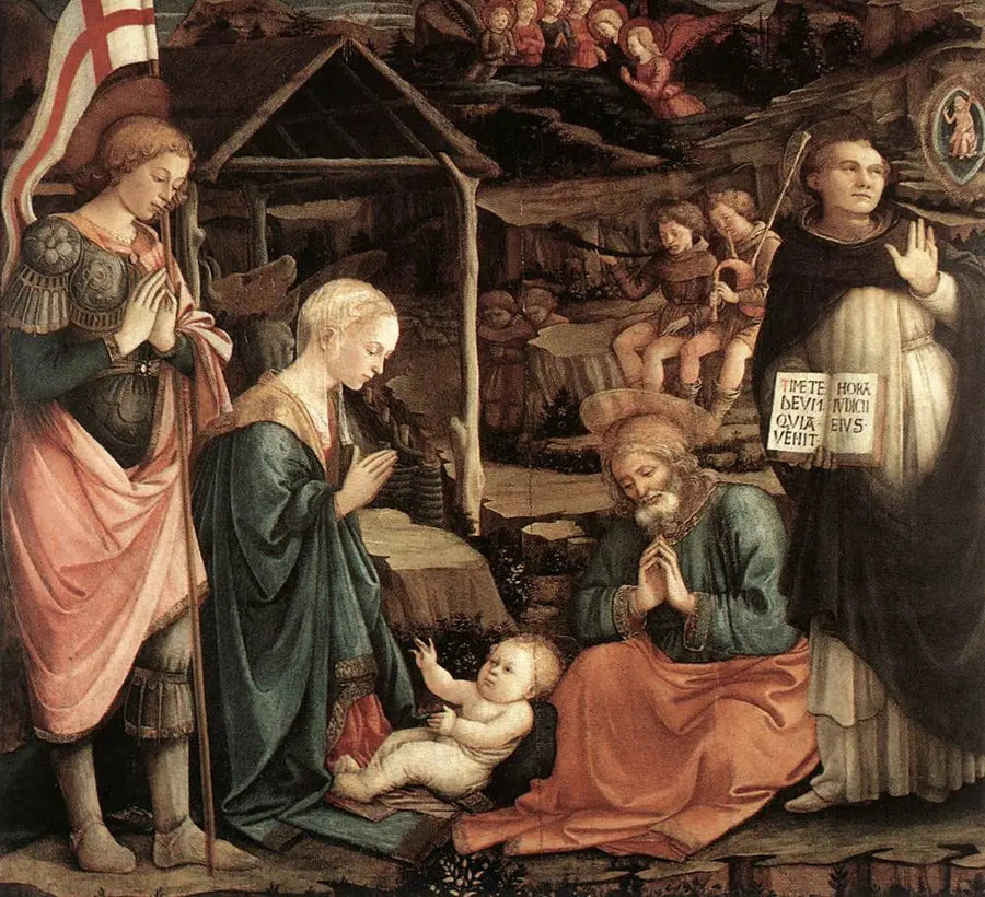 Aanbidding van het Kind met Sint Vincent Ferrier en Sint Joris - Fra Filippo Lippi