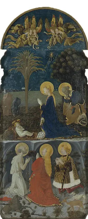 Aanbidding van het Kind Jezus met Sint Jerome, Sint Maria Magdalena en Sint Eustatius - Paolo Uccello