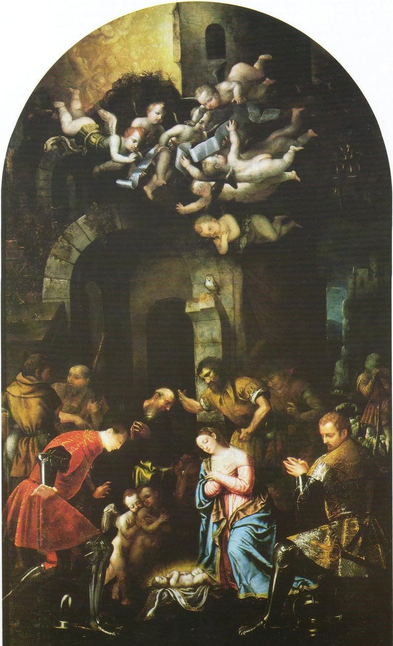 Aanbidding van de herders met de Nazario-heiligen en Celso - Alessandro Bonvicino