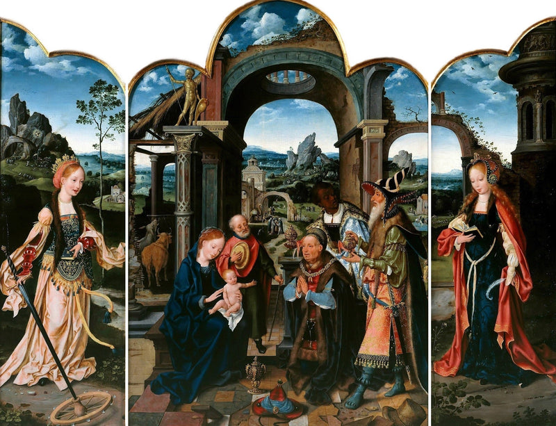 Aanbidding der Wijzen met Sigismund I van Polen. - Joos van Cleve