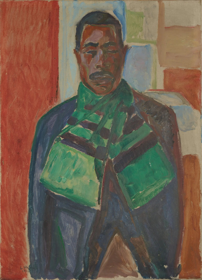 Afrikaan met groene sjaal - Edvard Munch