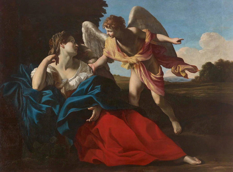 Agar gered door de engel in de woestijn - Giovanni Lanfranco