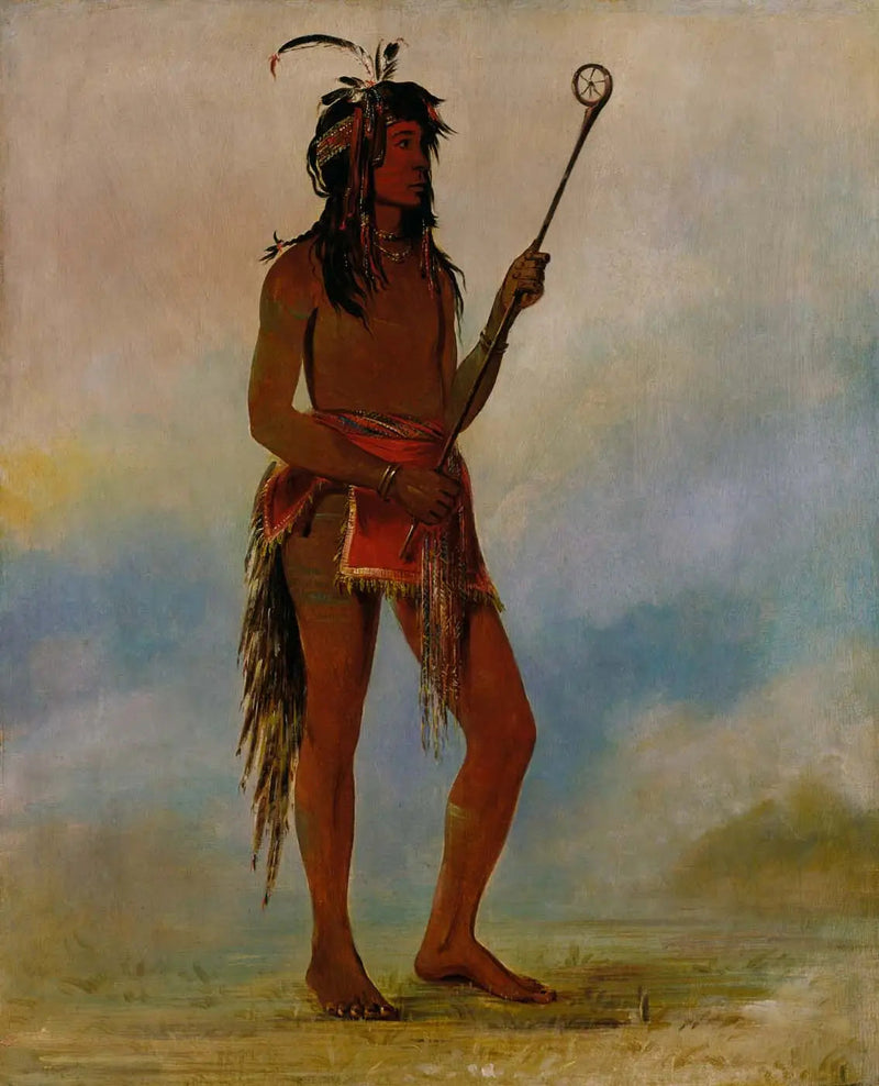 Ah-nó-je-nahge, degene die aan beide zijden staat, een vooraanstaande balspeler - George Catlin

Source:
Ah-nó-je-nahge, Celui qui se tient des deux côtés, un joueur de balle distingué - George Catlin