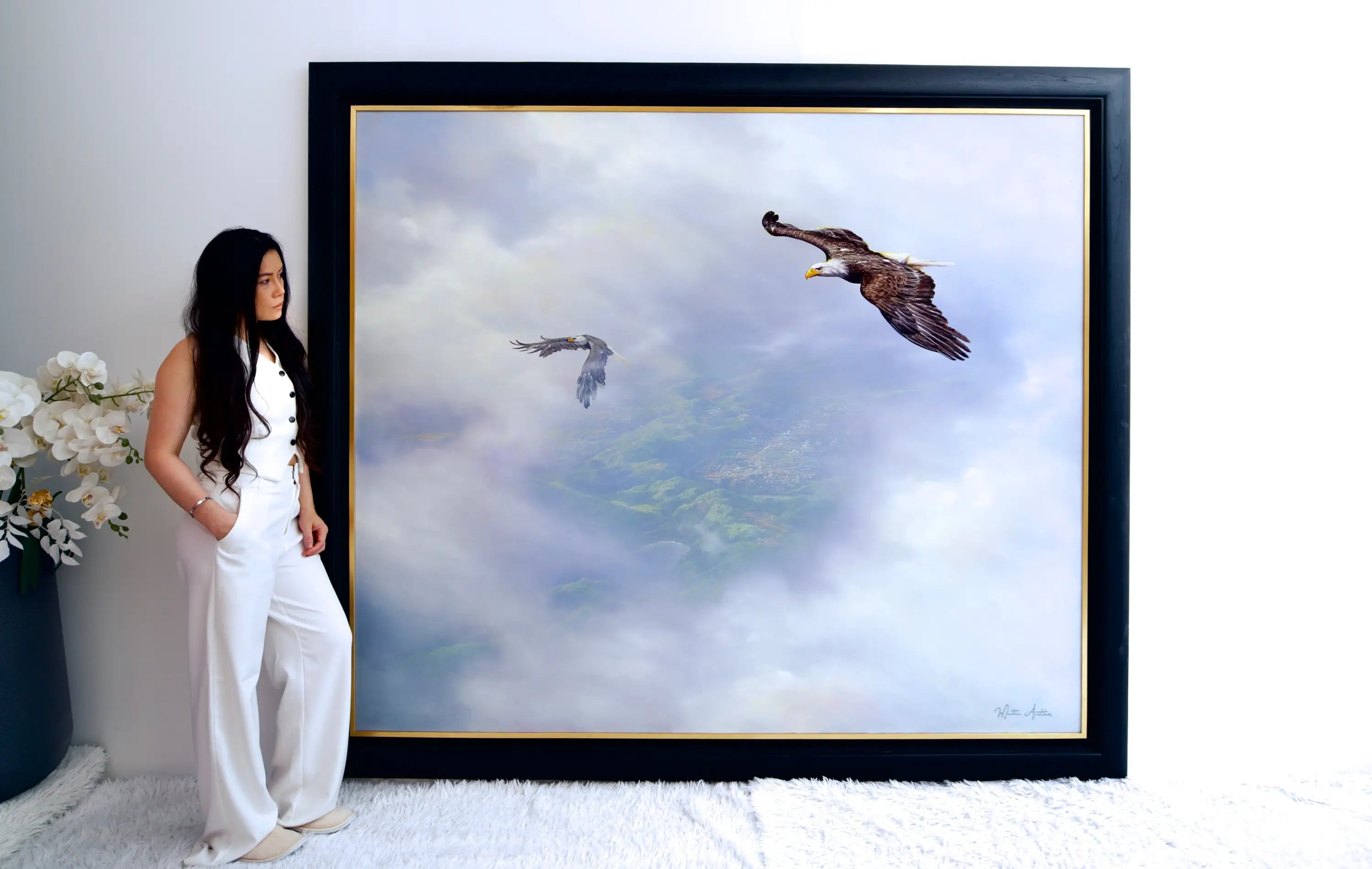 Aigles en Vol | 200 x 170 cm Reproductions de tableaux à la peinture à l’huile