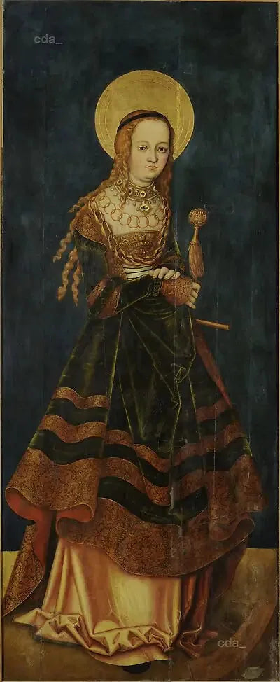 Vleugels van het retabel van het westelijke koor van de kathedraal van Naumburg [linker vleugel]: Sint Catharina [buitenkant] - Lucas Cranach de Oudere