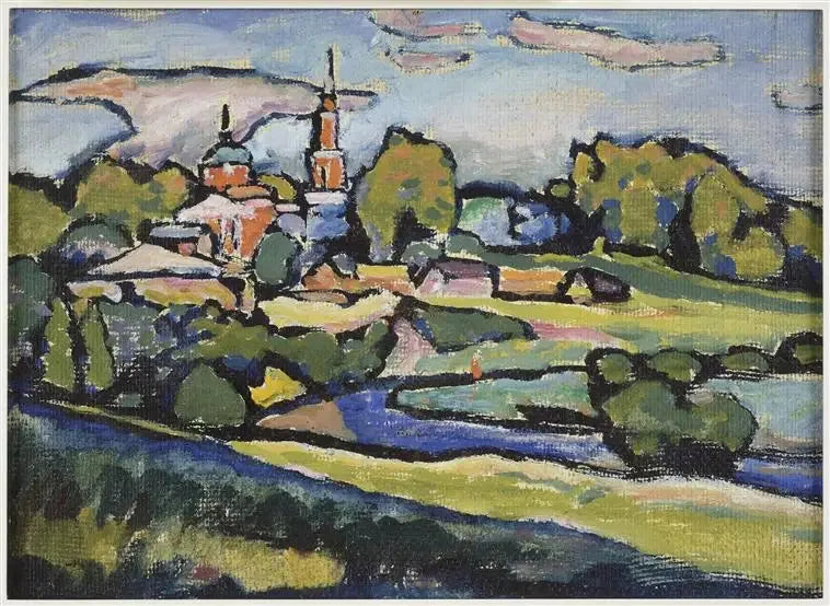 Akhtyrka, landschap met de rode kerk - Vassily Kandinsky