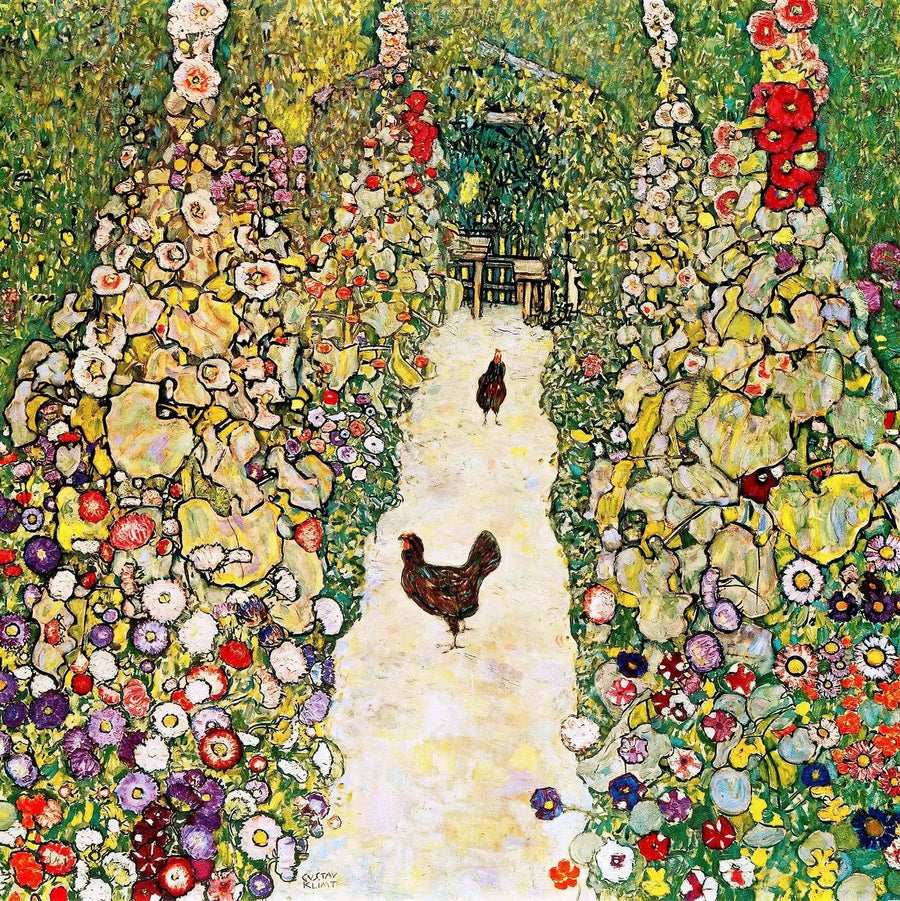 Tuinpad met kippen - Gustav Klimt