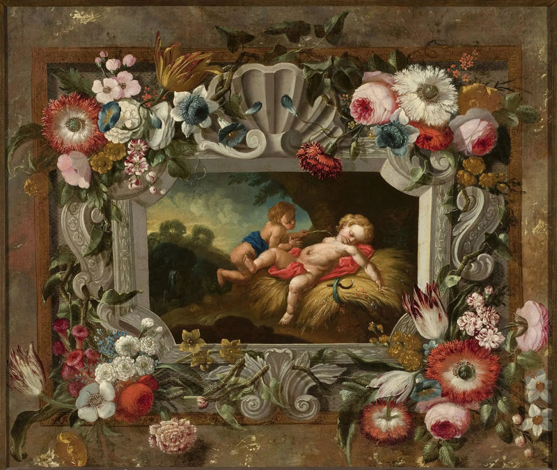 Allegorie van de zomer in een bloemenkrans - François Boucher