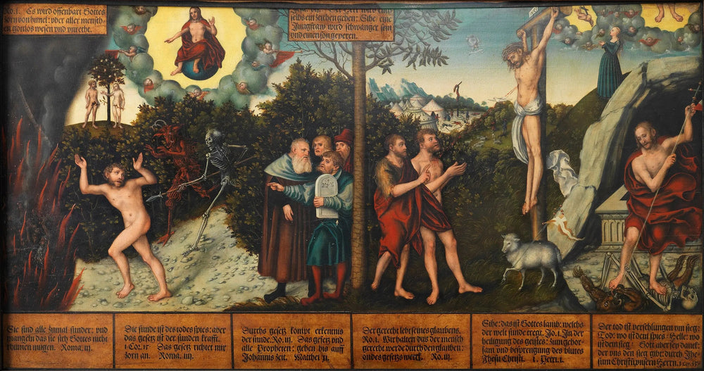 Allégorie de la loi et de la grâce - Lucas Cranach the Elder image 1 reproduction de peinture à l’huile