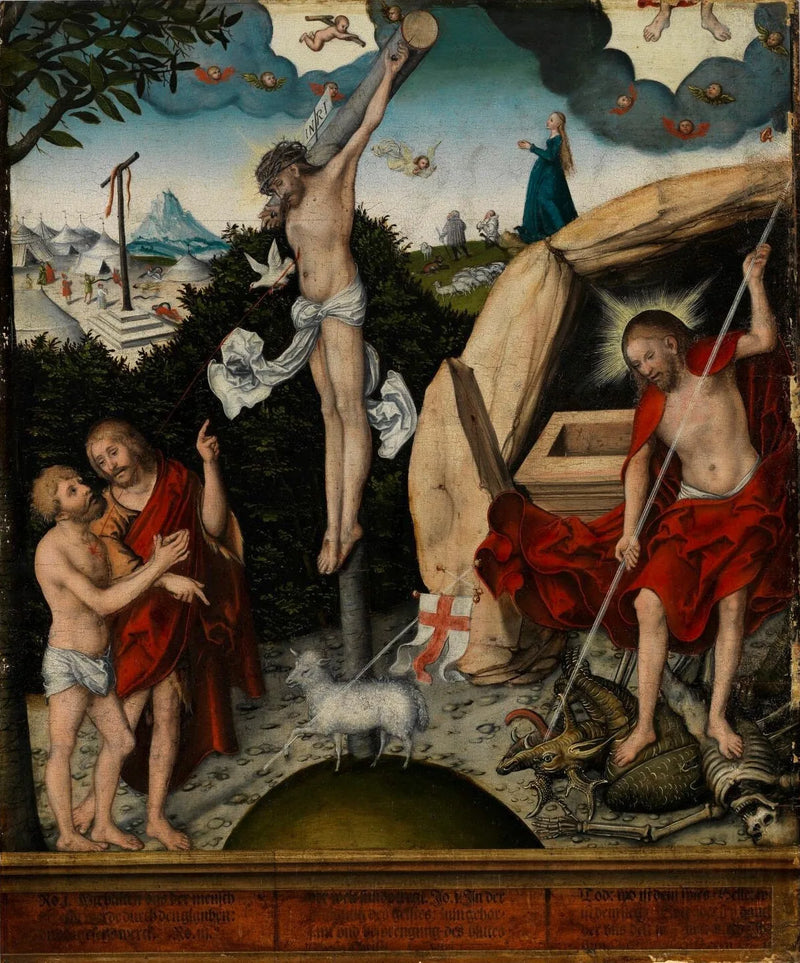 Allergorie van de Wet en de Barmhartigheid: de Kruisiging van Jezus - Lucas Cranach de Oudere