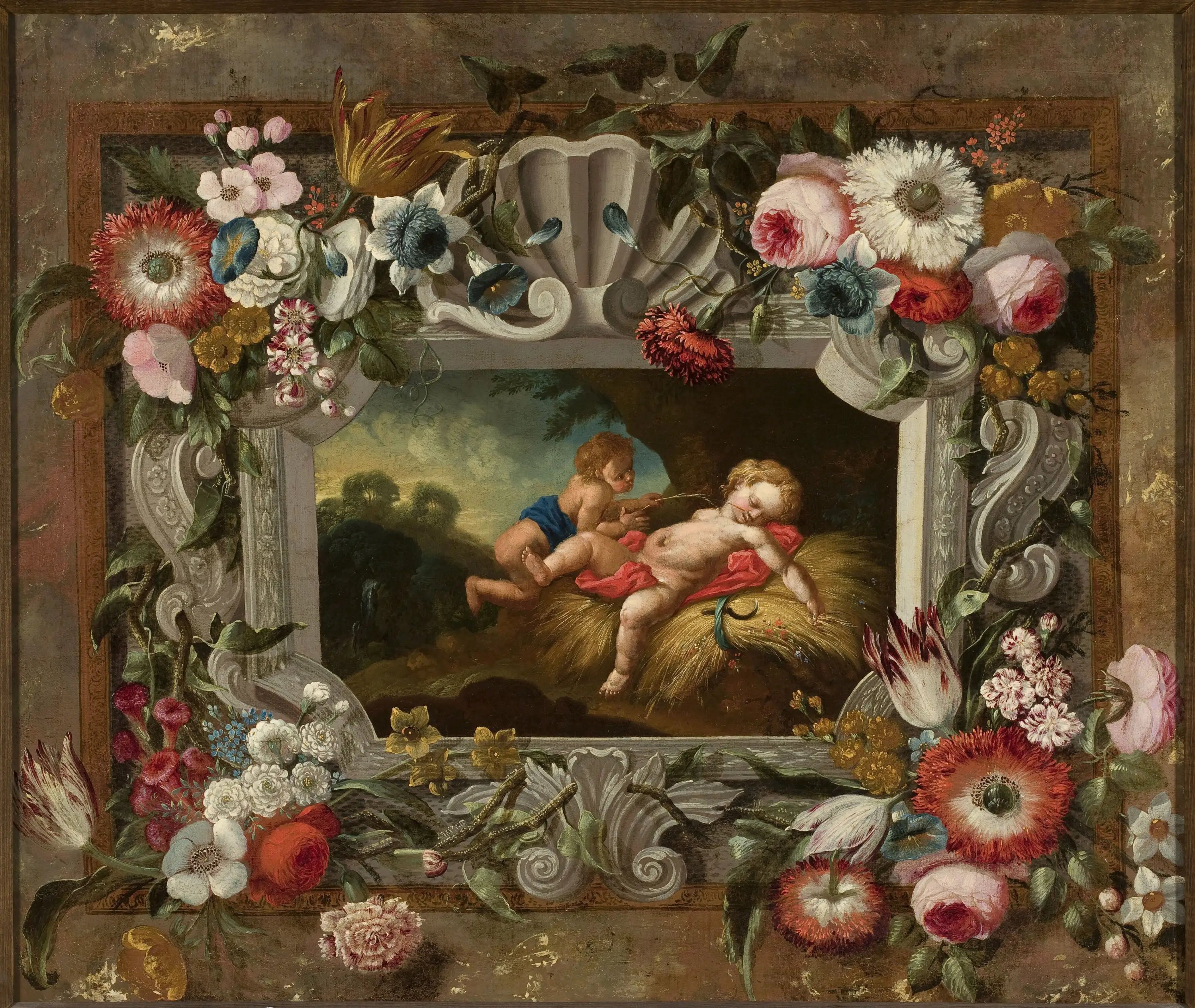 Allégorie de l’été dans un cercle de fleurs - François Boucher - Alpha Reproduction