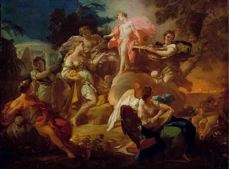 Allégorie van de Kunsten met Apollo en de Gratieën - Corrado Giaquinto