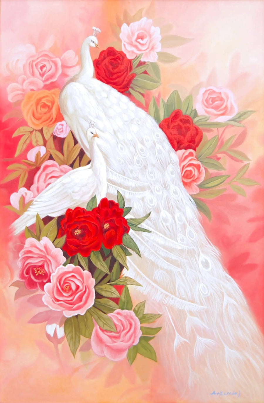Liefde en Witte Pauw | 60x90cm