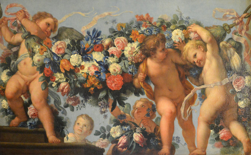 Amours et guirlande de fleurs - Carlo Maratta