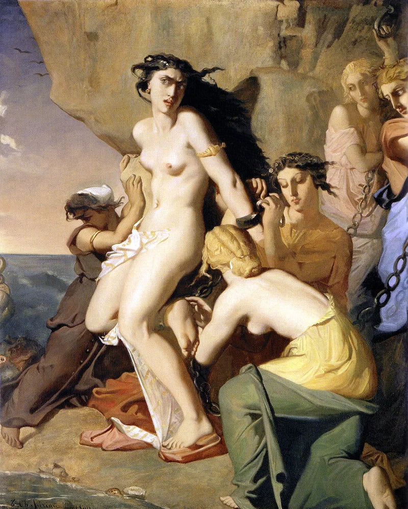 Andromeda vastgehecht aan de rots door de Nereïden - Théodore Chassériau