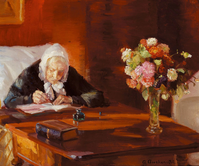 Ane Hedvig Brøndum à sa table - Anna Ancher