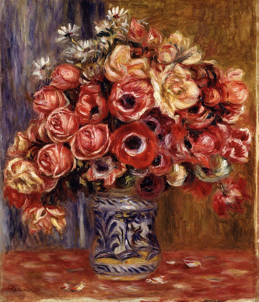 Anemonen en rozen - Pierre-Auguste Renoir