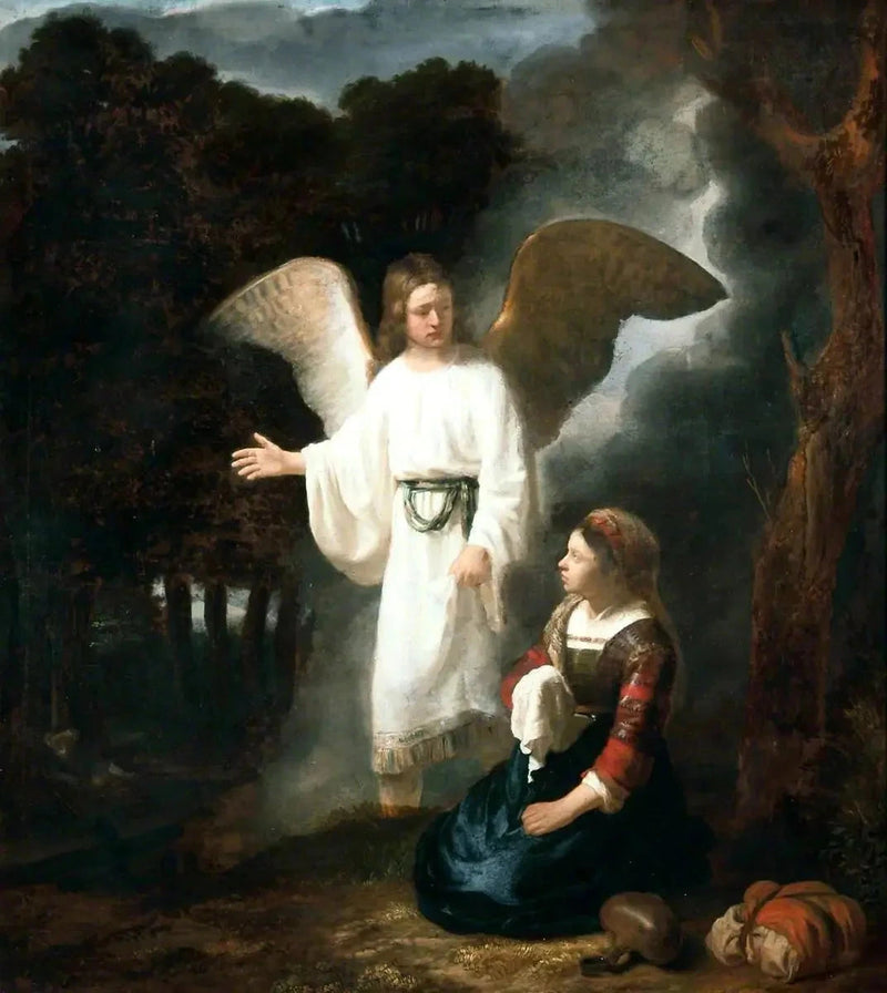 De engel die aan Hagar verschijnt - Rembrandt