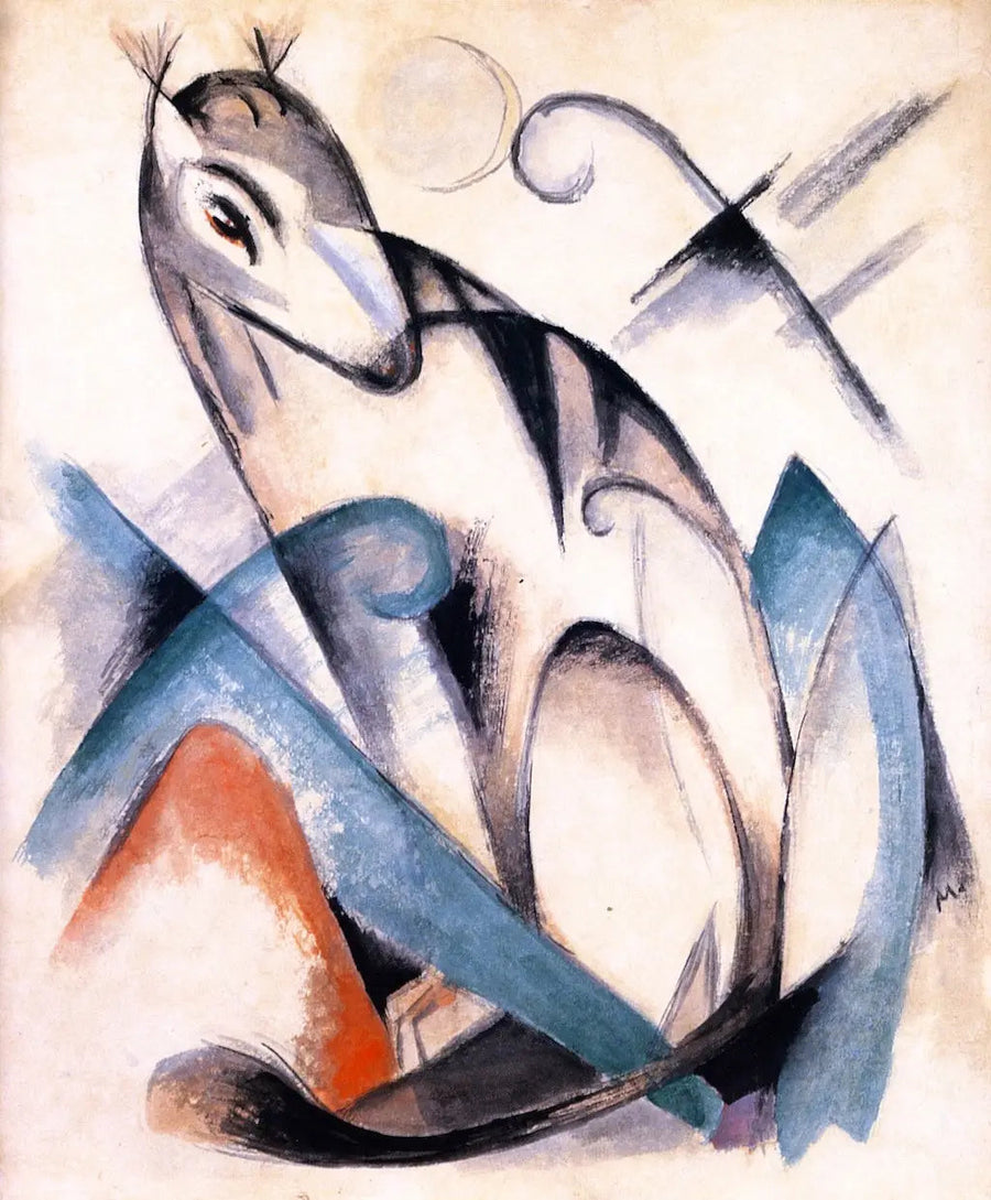 Zittend denkbeeldig dier - Franz Marc