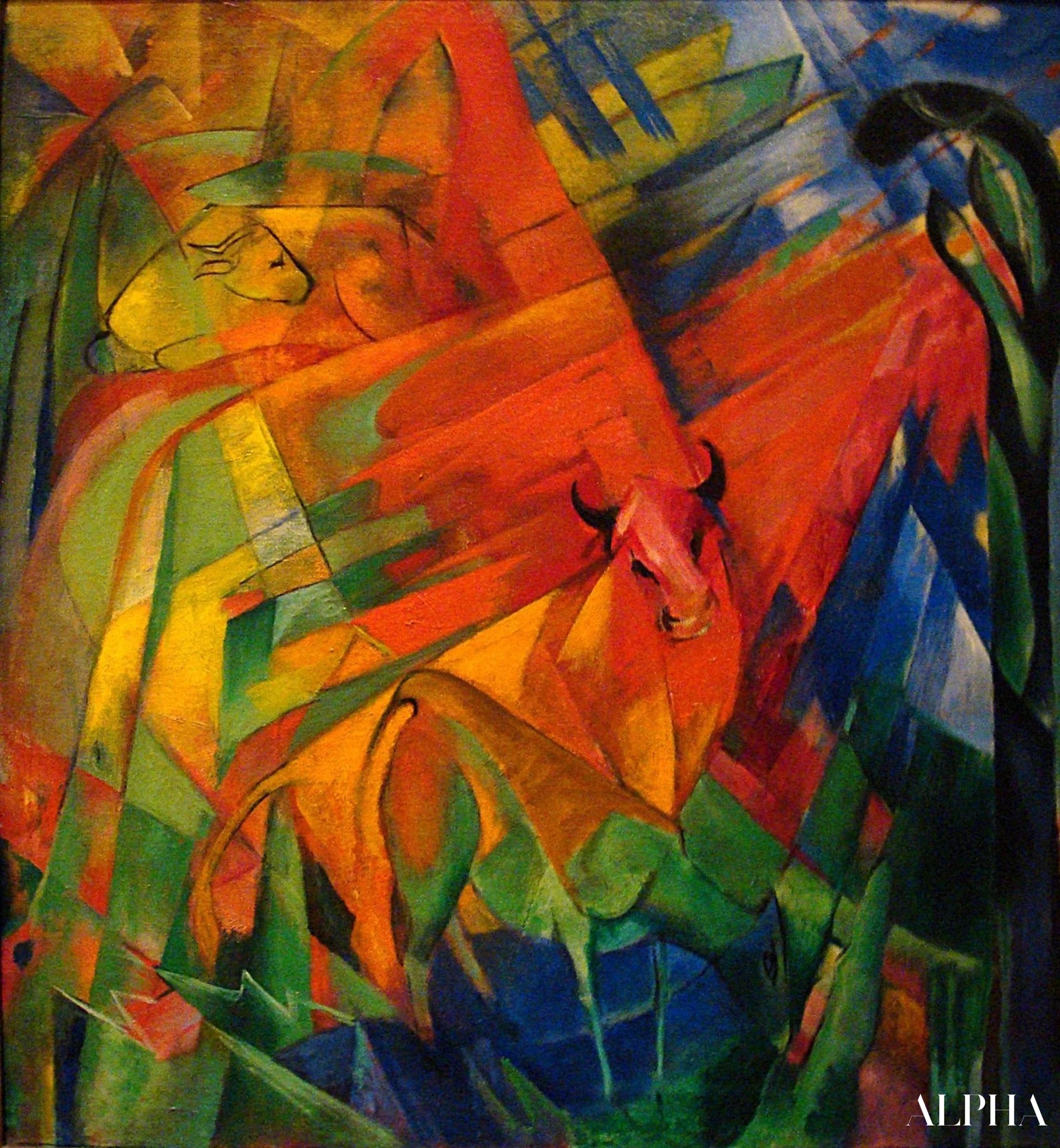 Dieren in een landschap - Franz Marc - Reproducties van schilderijen en hoogwaardige schilderijen