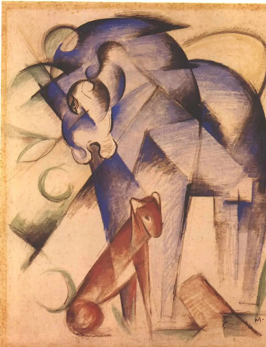 Fabelachtige dieren (blauwe paard en rode hond) - Franz Marc