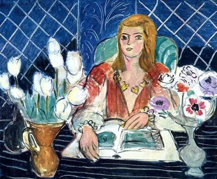 Annelies, witte tulpen en anemonen - Henri Matisse