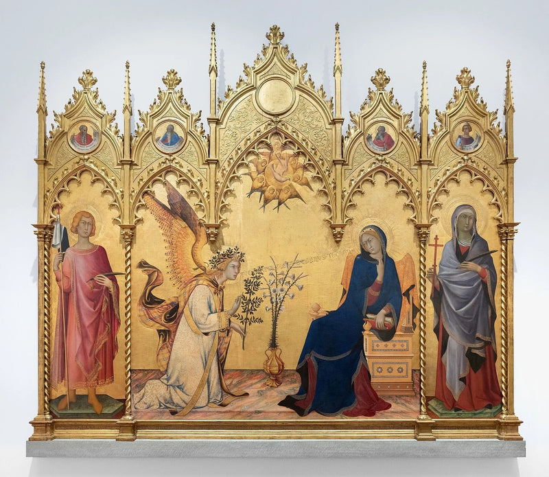 Aankondiging tussen de heiligen Ansan en Margaretha - Simone Martini