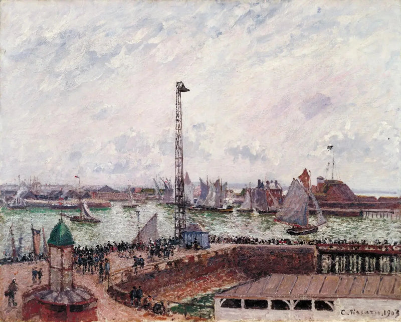 Anse des pilotes, Le Havre, ochtend, grijs, mistig - Camille Pissarro