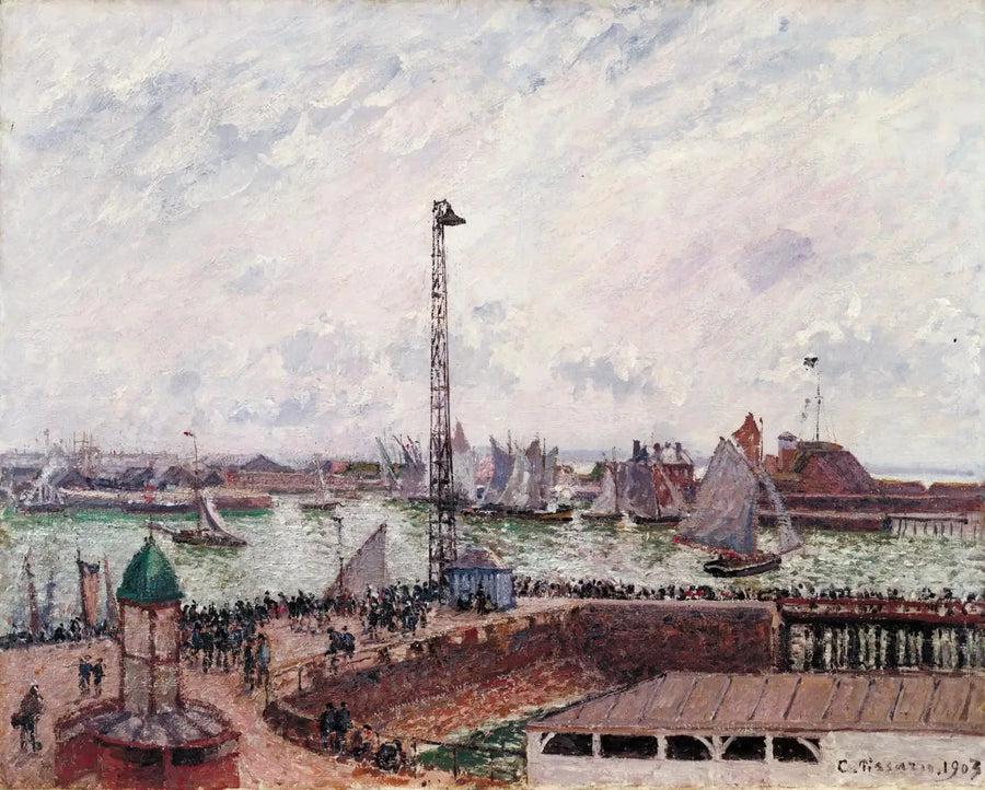 Anse des pilotes, Le Havre, ochtend, grijs, mistig - Camille Pissarro
