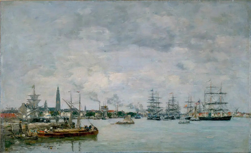 Antwerpen. Schepen op de Schelde - Eugène Boudin