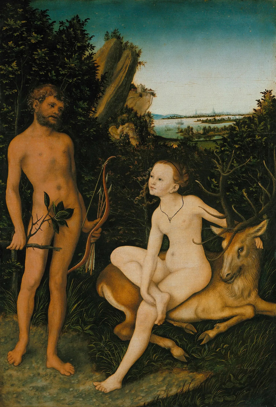 Apollon en Diana in een boslandschap - Lucas Cranach de Oudere